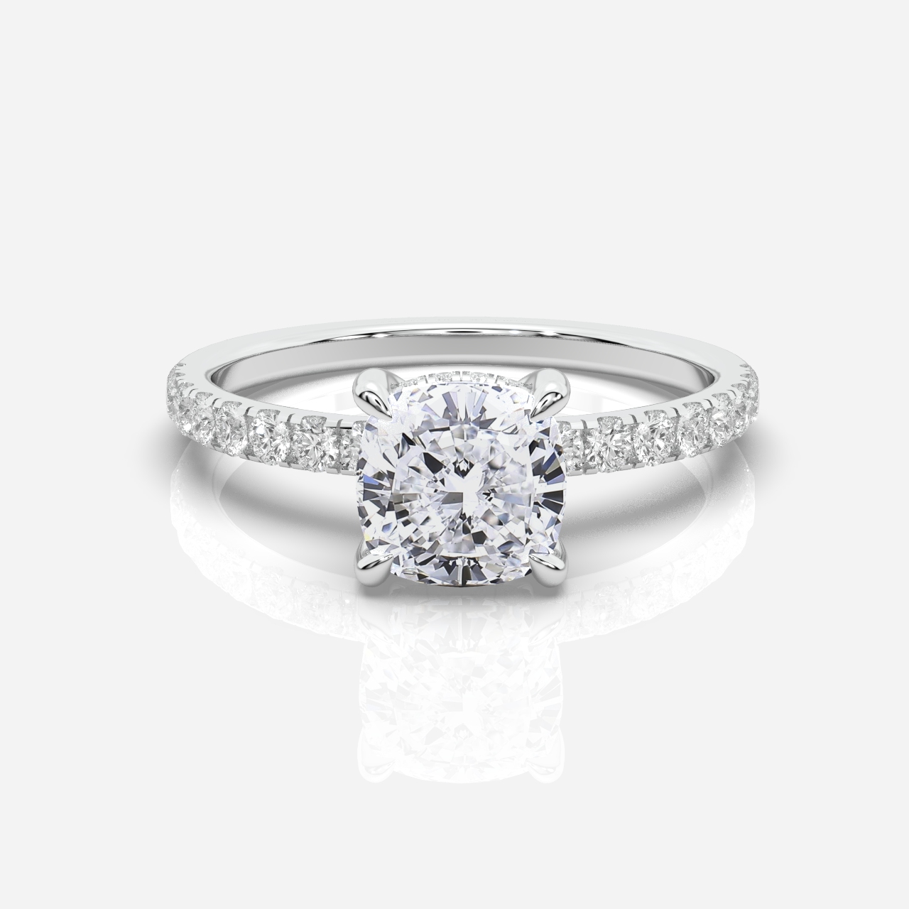 Juliette Hidden Halo and Diamond Band Cushion